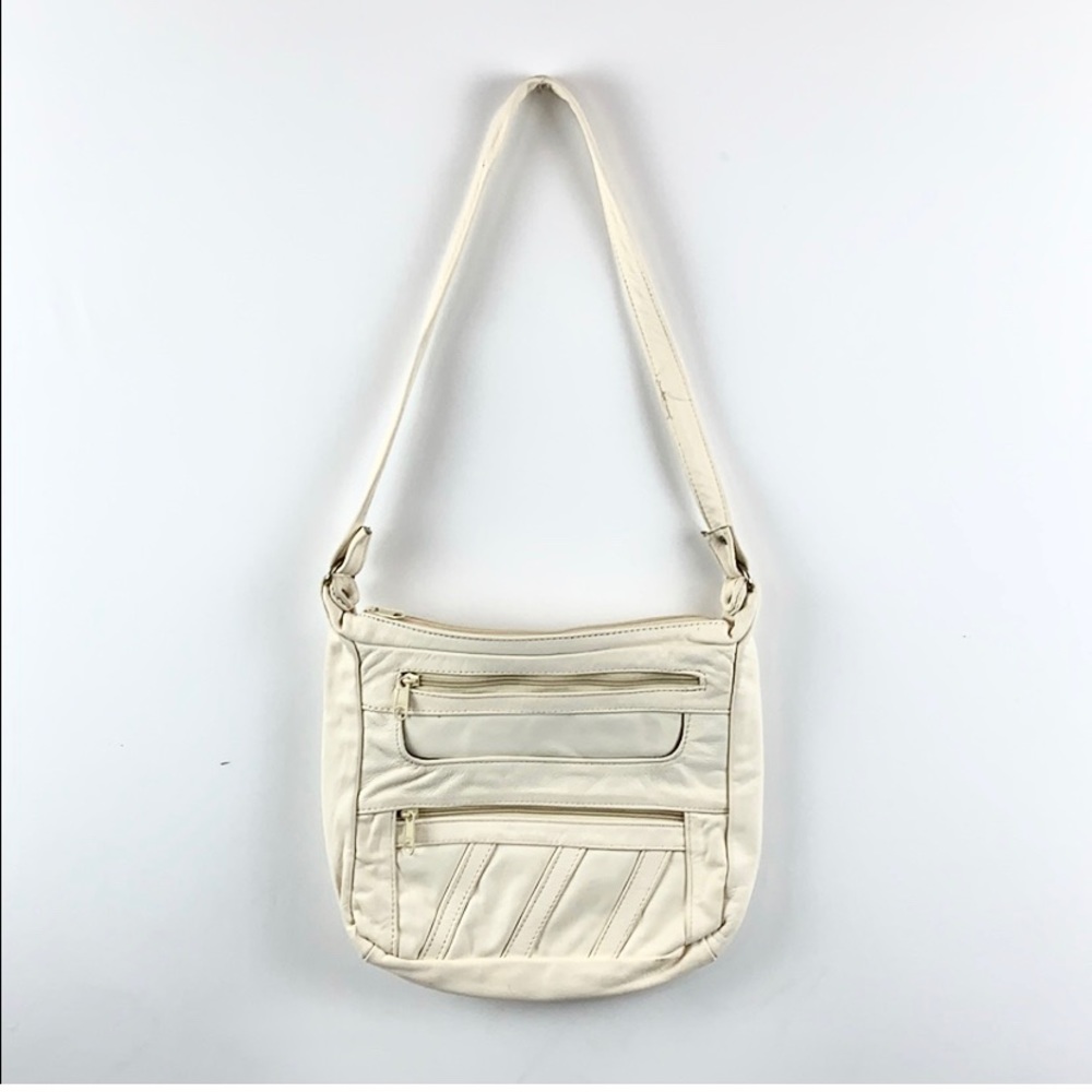 Ivory/Cream Genuine Leather Multi-Pocket Purse